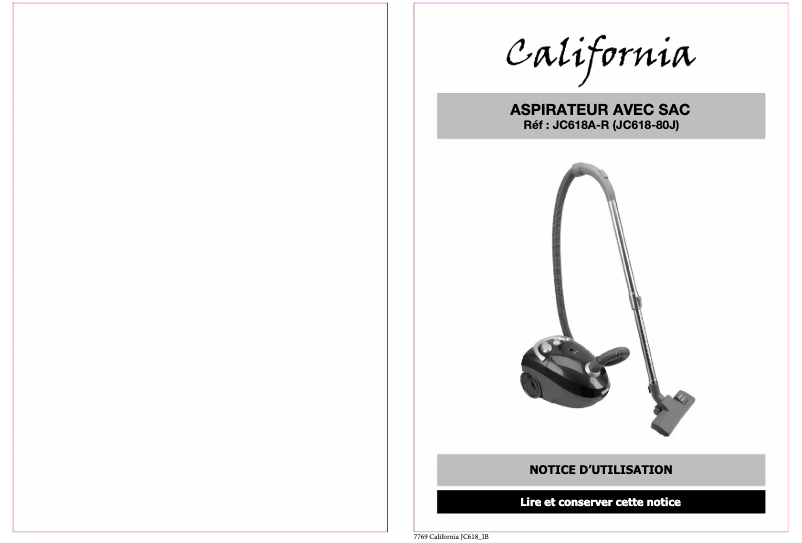 Page 1 de la notice Manuel utilisateur California JC618