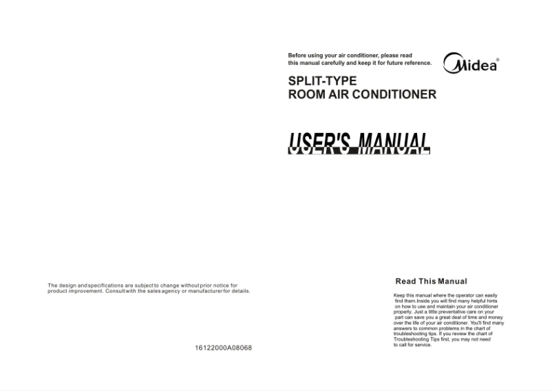 Page 1 de la notice Manuel utilisateur Midea MSK3-12CRN1