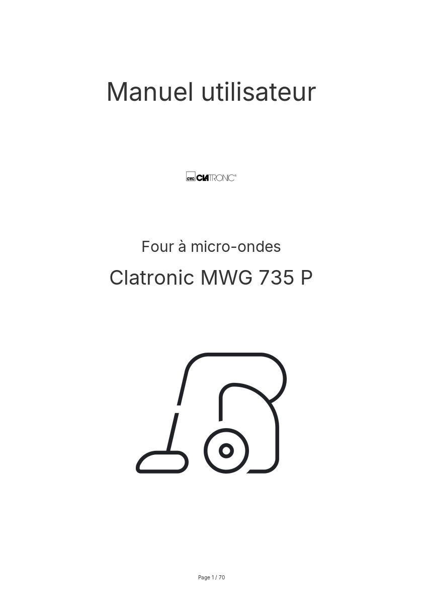 Page n°1 - Manuel utilisateur Clatronic MWG 735 P