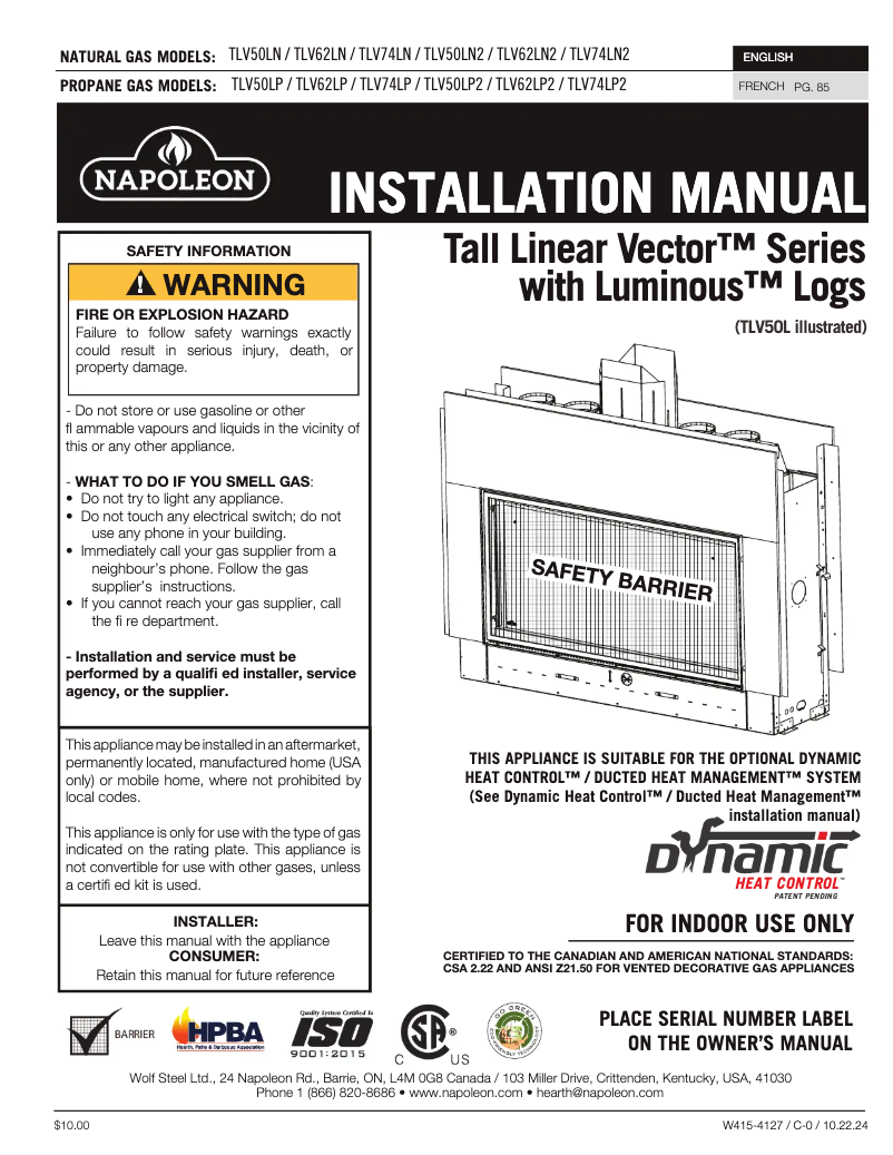 Page n°1 - Manuel utilisateur Napoleon Vector 74
