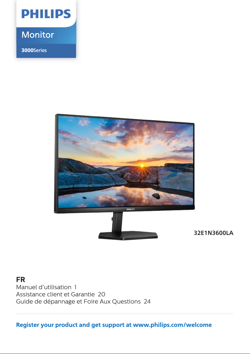 Page 1 de la notice Manuel utilisateur Philips 32E1N3600LA