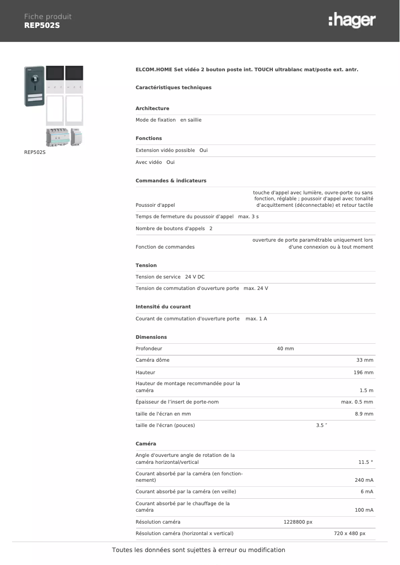 Image de la première page du manuel de l'appareil REP502S