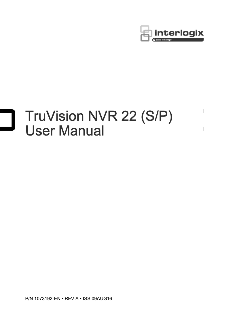Page n°1 - Manuel utilisateur Interlogix TruVision TVN-2232P