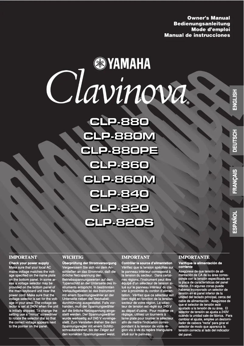 Image de la première page du manuel de l'appareil Clavinova CLP-840