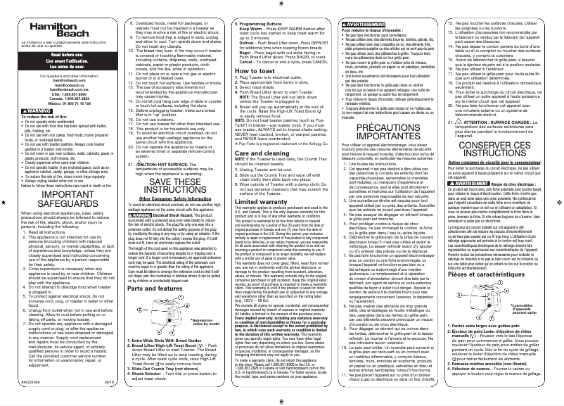 Image de la première page du manuel de l'appareil 22811