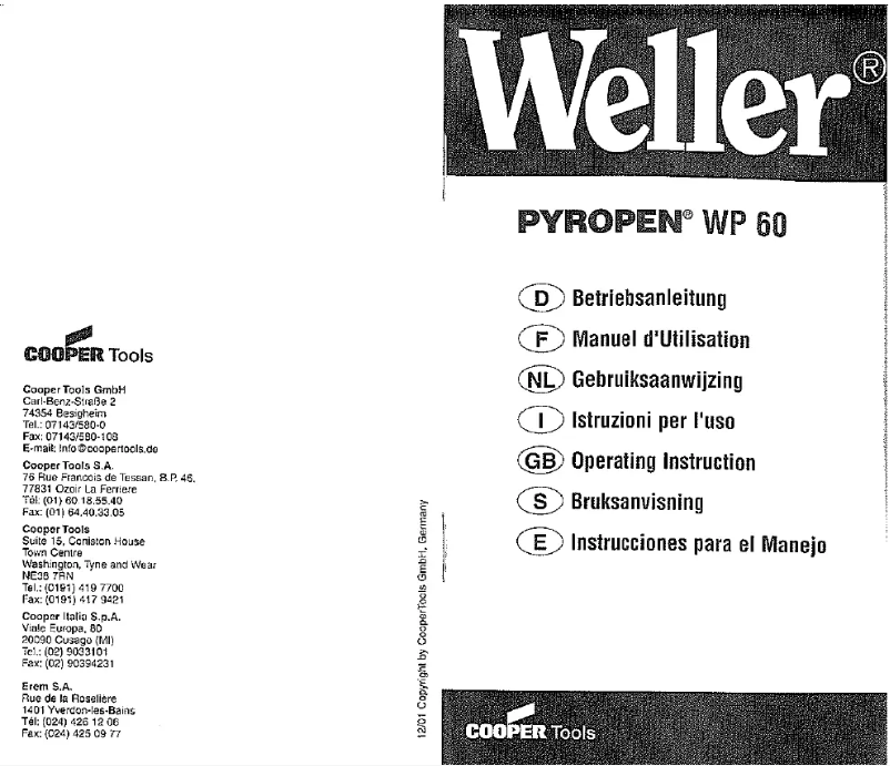 Page 1 de la notice Mode d'emploi Weller WP 60K