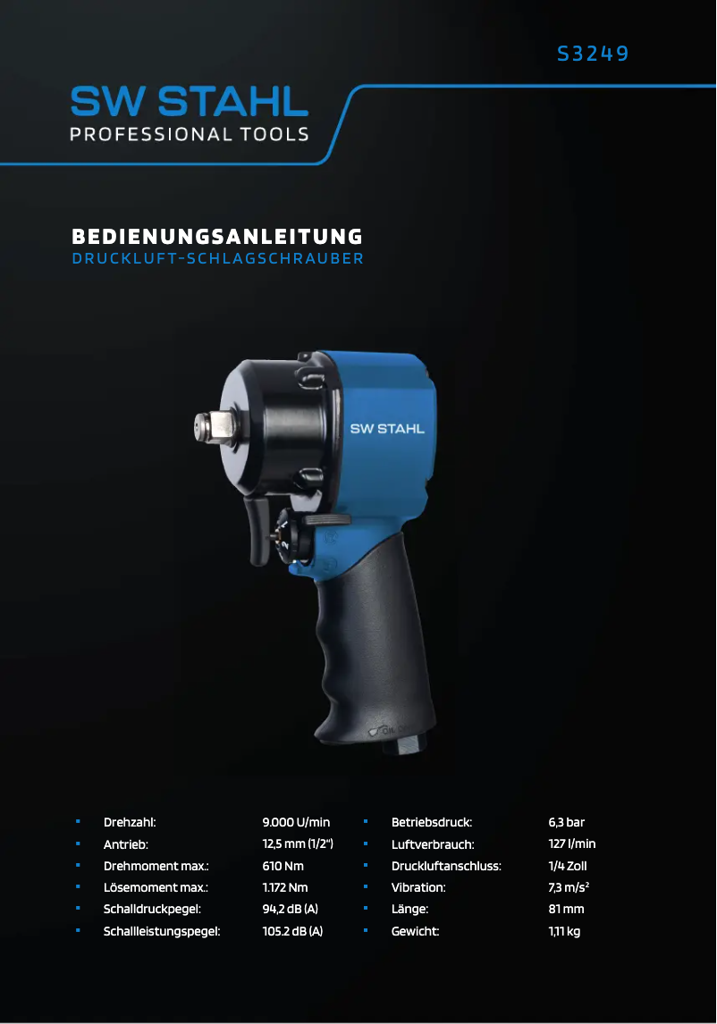 Page n°1 - Manuel utilisateur SW-Stahl S3249