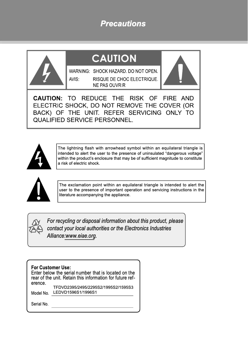 Imagen de la primera página del manual del dispositivo LEDVD1996