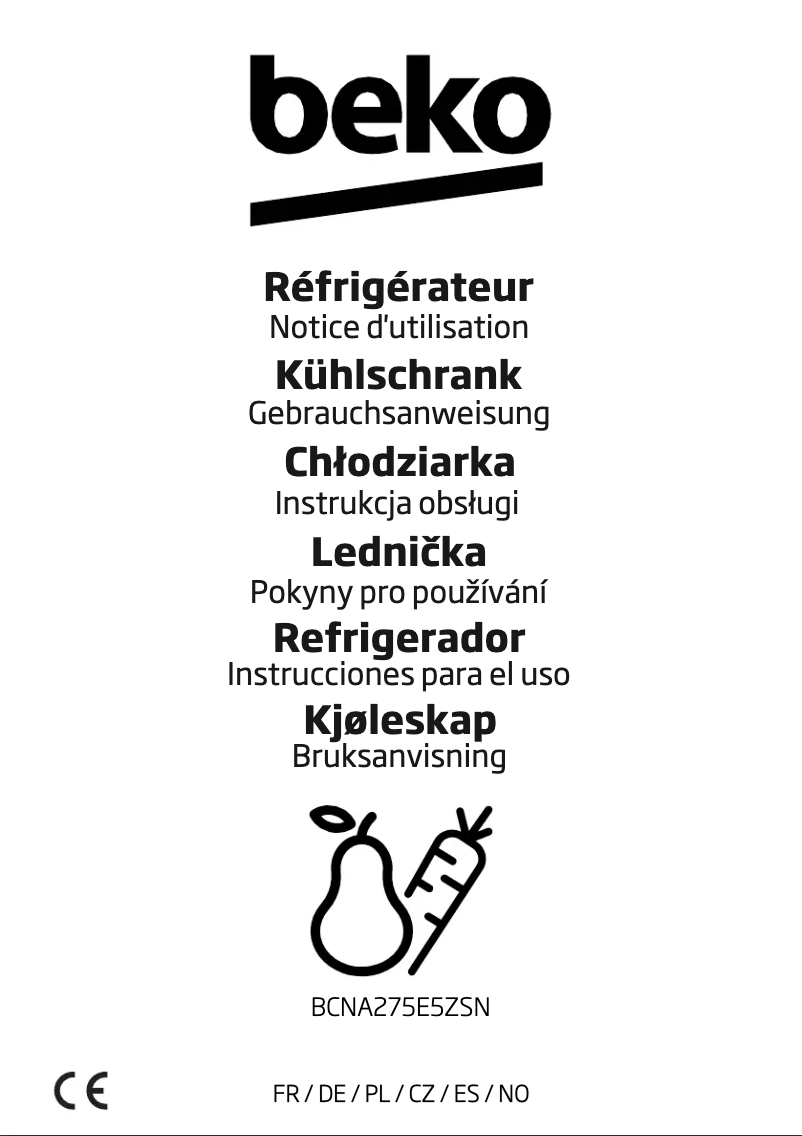 Page 1 de la notice Manuel utilisateur Beko BCNA275E5ZSN