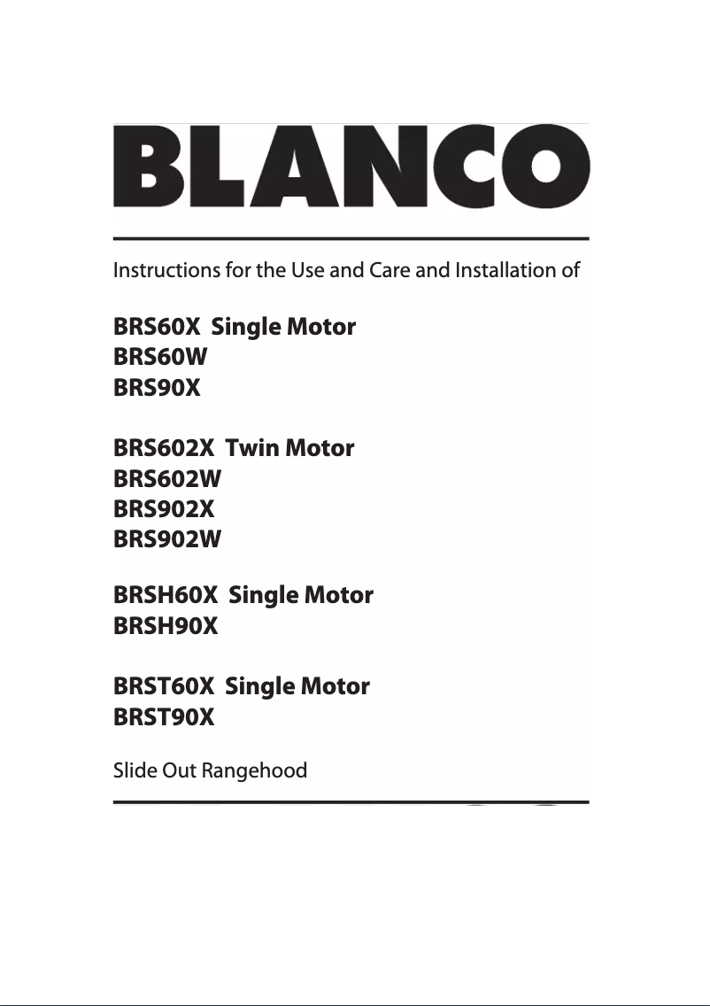 Page n°1 - Manuel utilisateur BLANCO BRS602W