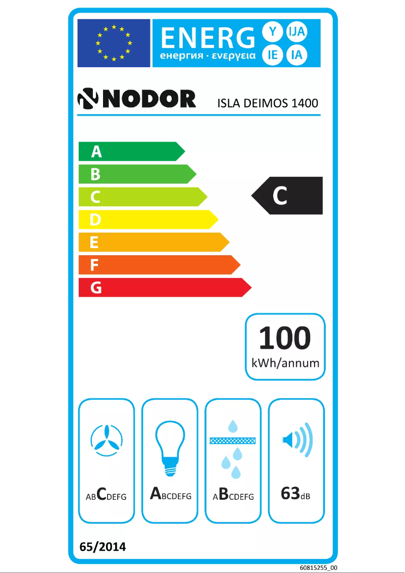 Page 1 of the manual Energy Label Nodor Isla Deimos 1400 Twin