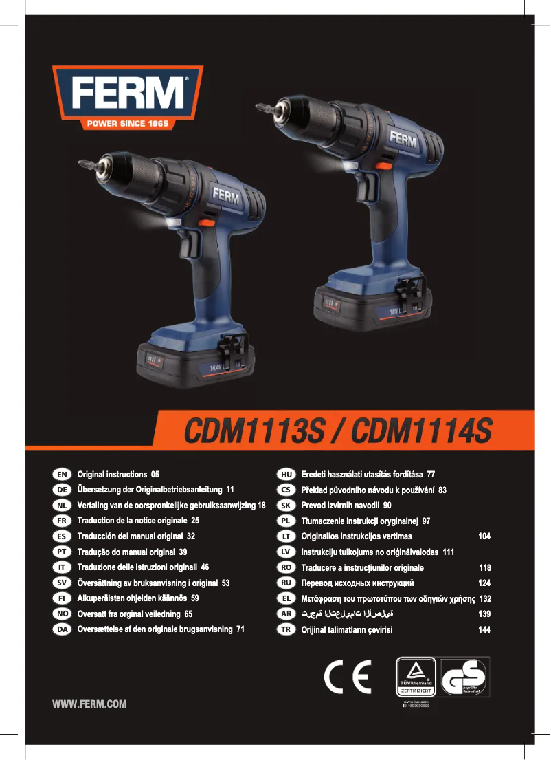 Page n°1 - Manuel utilisateur Ferm CDM1114S