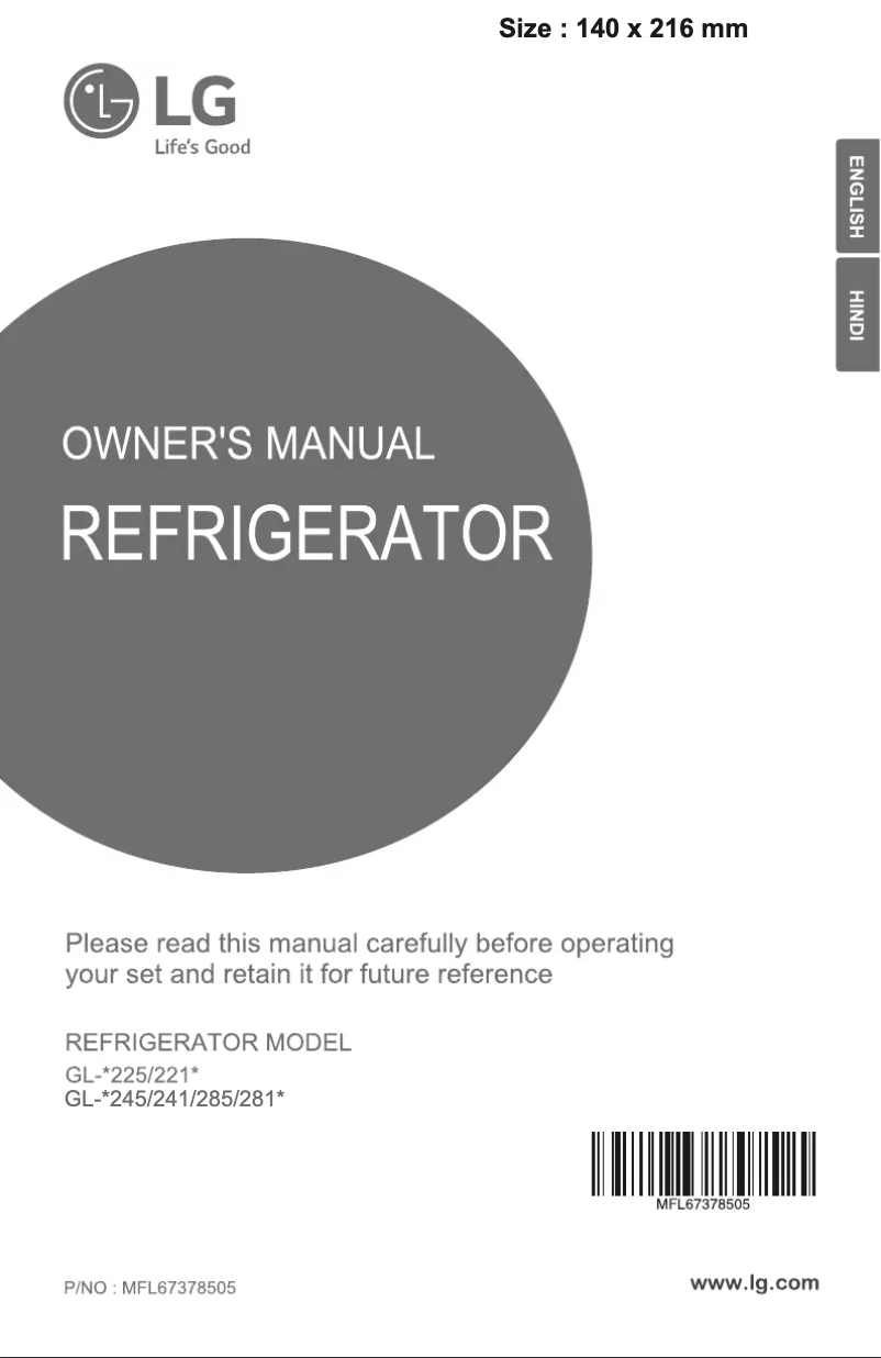Página 1 del manual Manual de usuario LG GL-B281BSAN