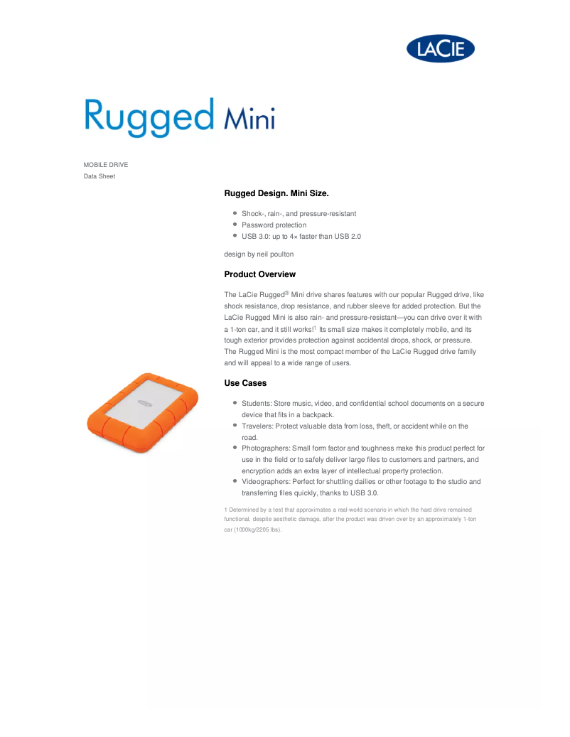 Page n°1 - Fiche technique LaCie Rugged Mini