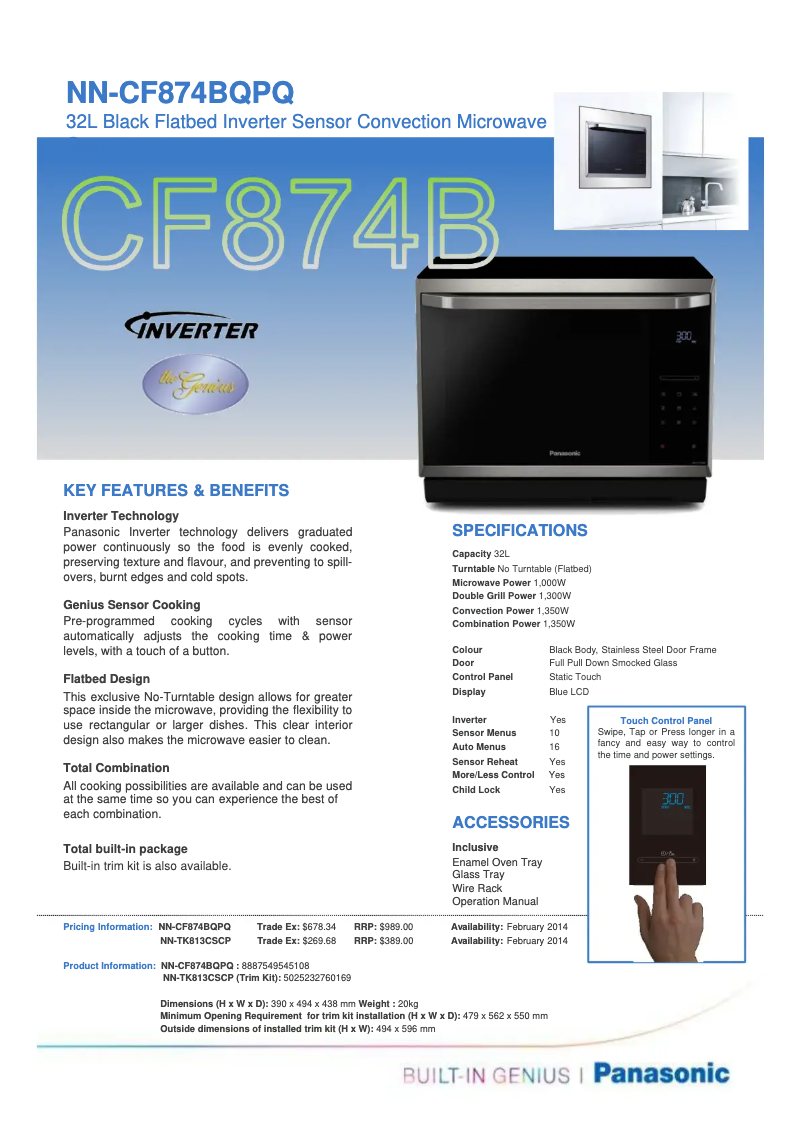 Image de la première page du manuel de l'appareil NN-CF874B