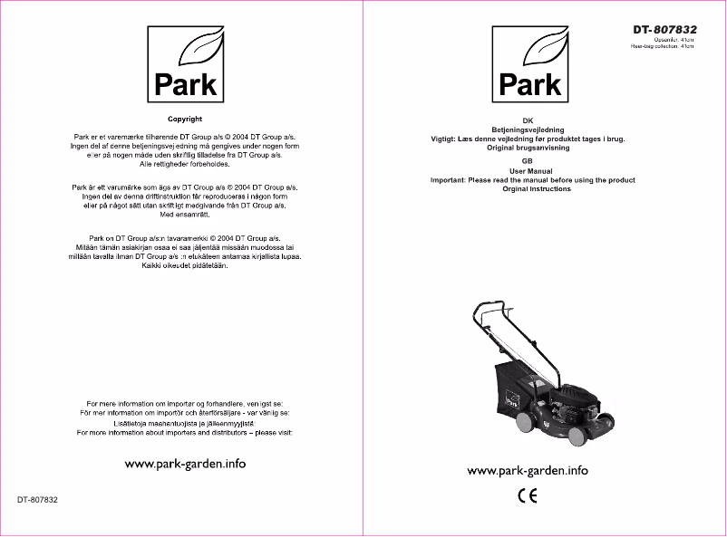 Página 1 del manual Manual de usuario Park DT-807832
