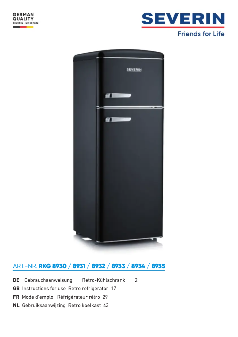 Page n°1 - Manuel utilisateur Severin RKG 893