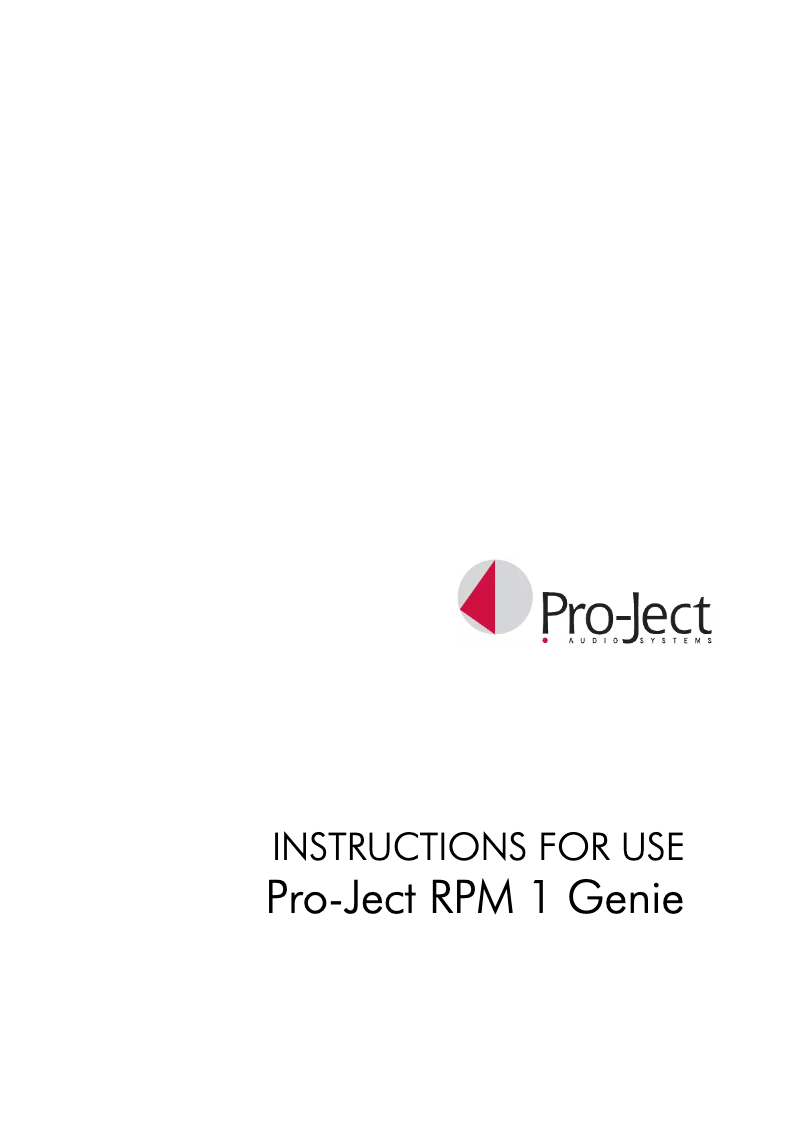 Page n°1 - Manuel utilisateur Pro-Ject RPM 1 Genie