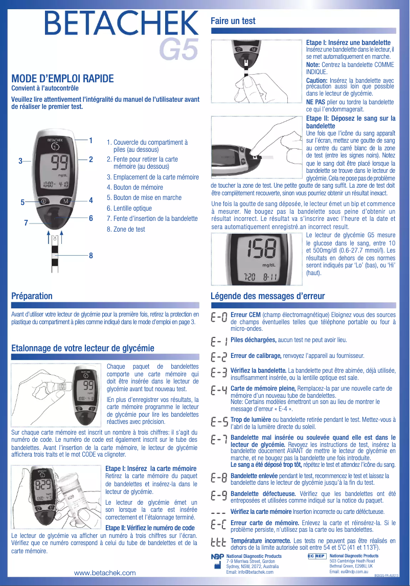 Image de la première page du manuel de l'appareil G5