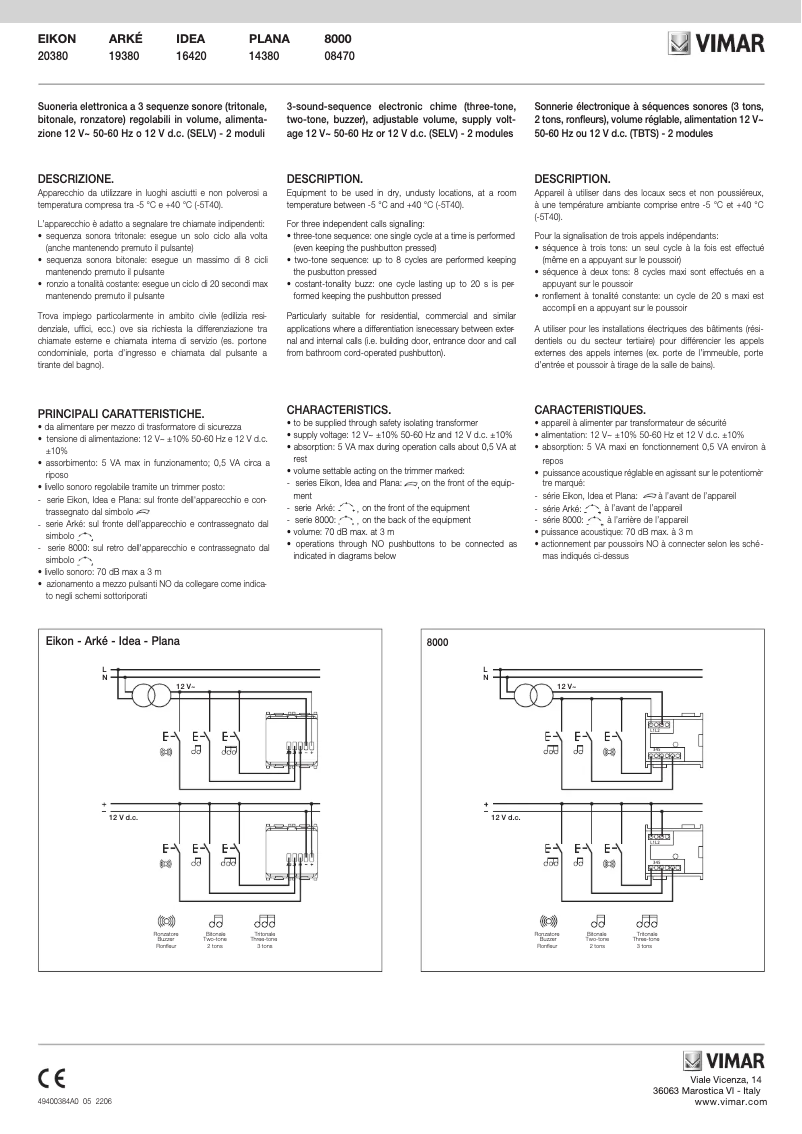 Page n°1 - Manuel utilisateur Vimar 20380.B