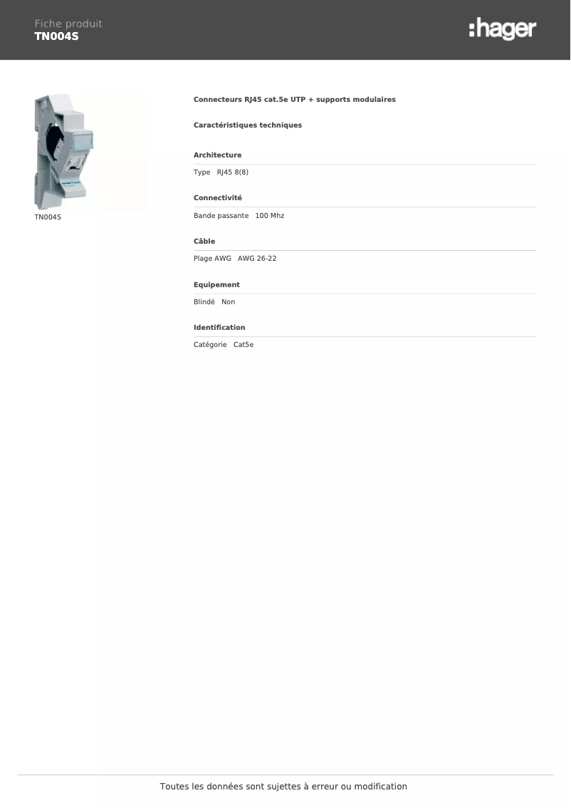 Image de la première page du manuel de l'appareil TN004S