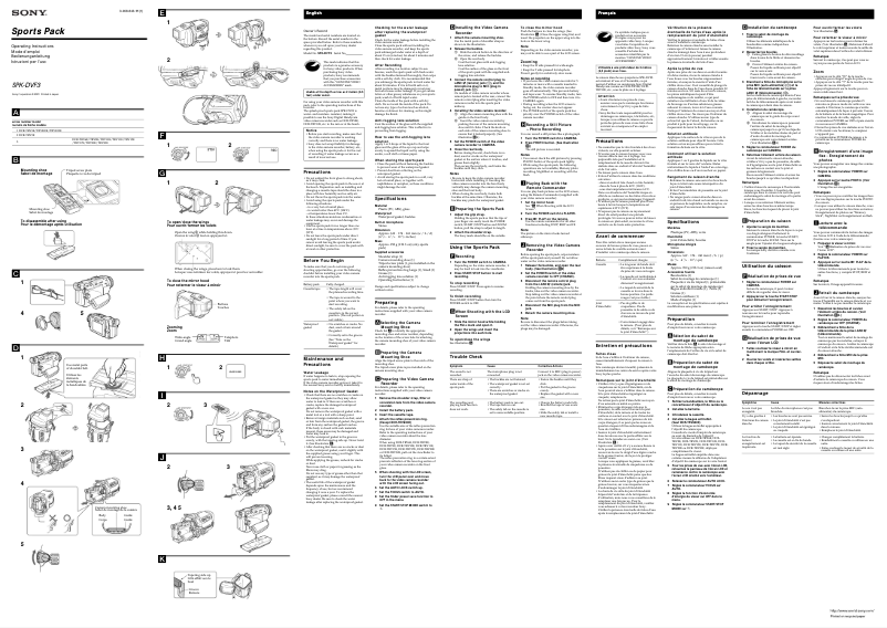 Page 1 de la notice Manuel utilisateur Sony SPK-DVF3