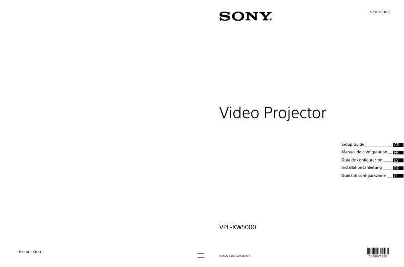 Page 1 de la notice Manuel utilisateur Sony VPL-XW5000