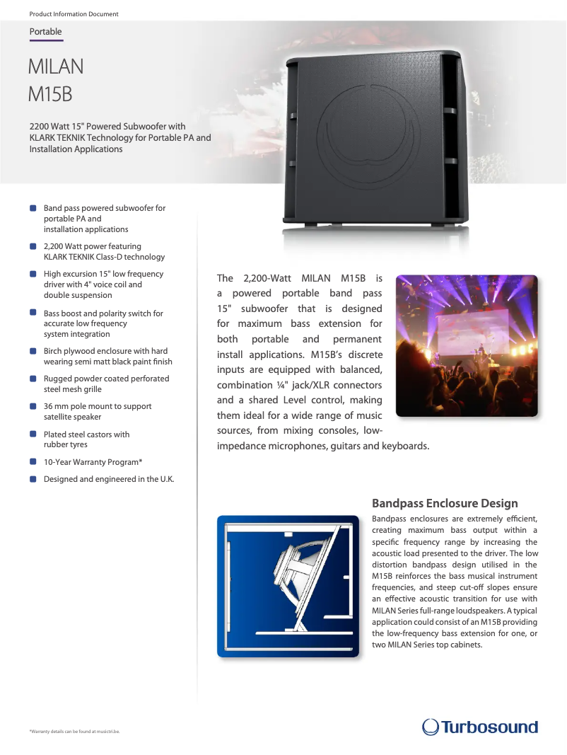 Página 1 del manual Ficha técnica Turbosound Milan M15B