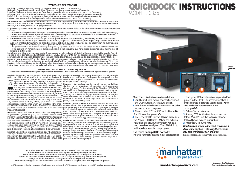 Image de la première page du manuel de l'appareil QuickDock