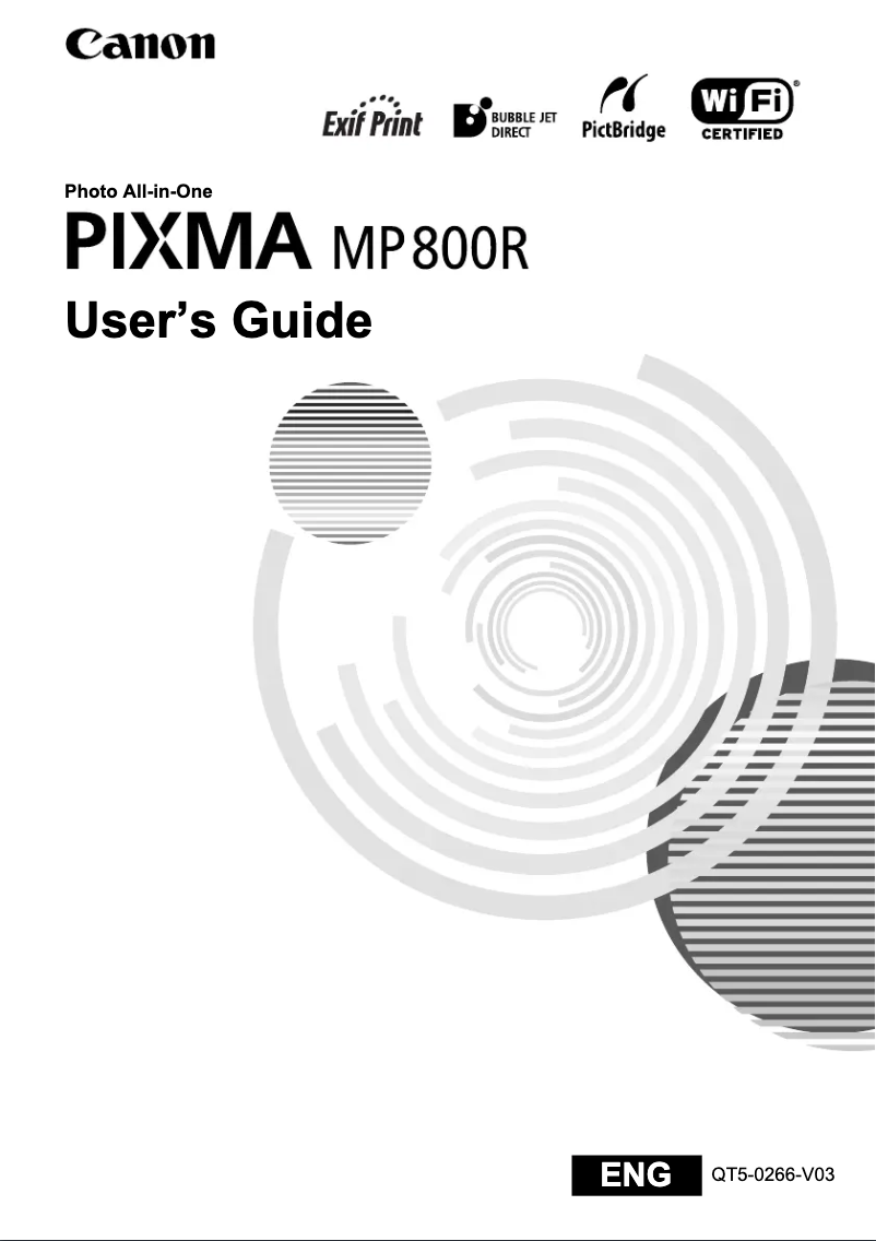 Page n°1 - Manuel utilisateur Canon Pixma MP800R