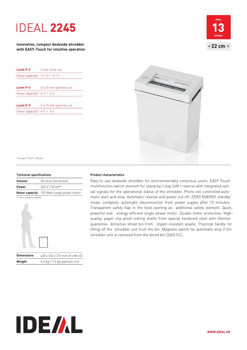 Page n°1 - Fiche technique Ideal 2245 CC