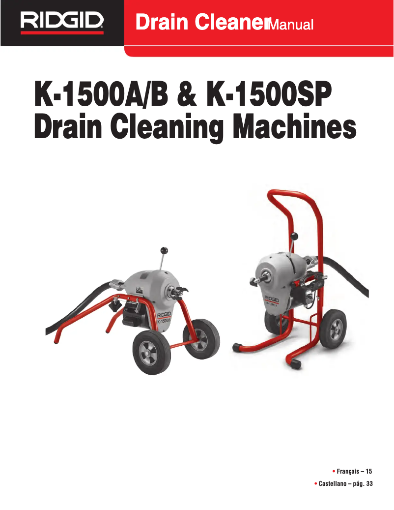 Página 1 del manual Manual de usuario Ridgid K-1500A