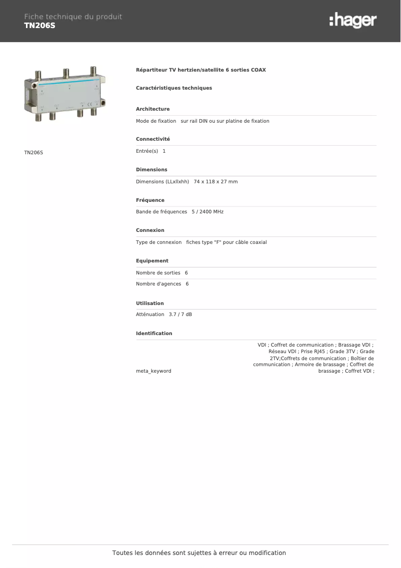 Image de la première page du manuel de l'appareil TN206S