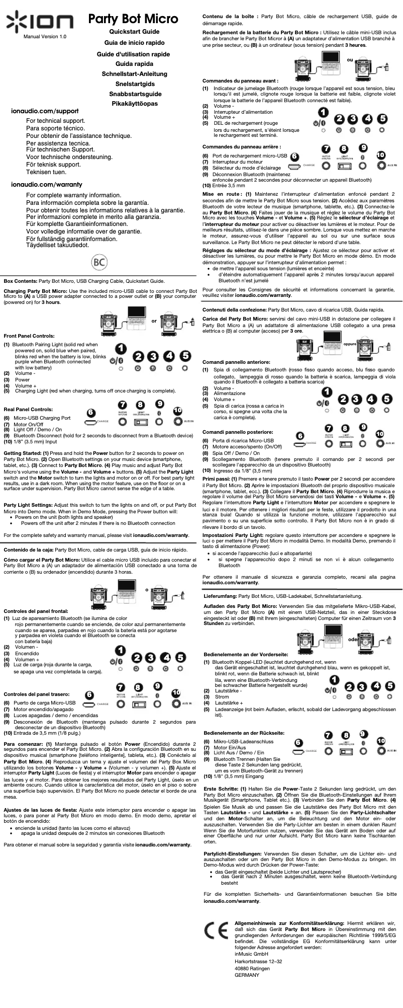 Página 1 del manual Manual de usuario ION Party Bot Micro