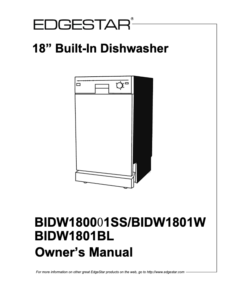 Page 1 de la notice Manuel utilisateur EdgeStar BIDW1801