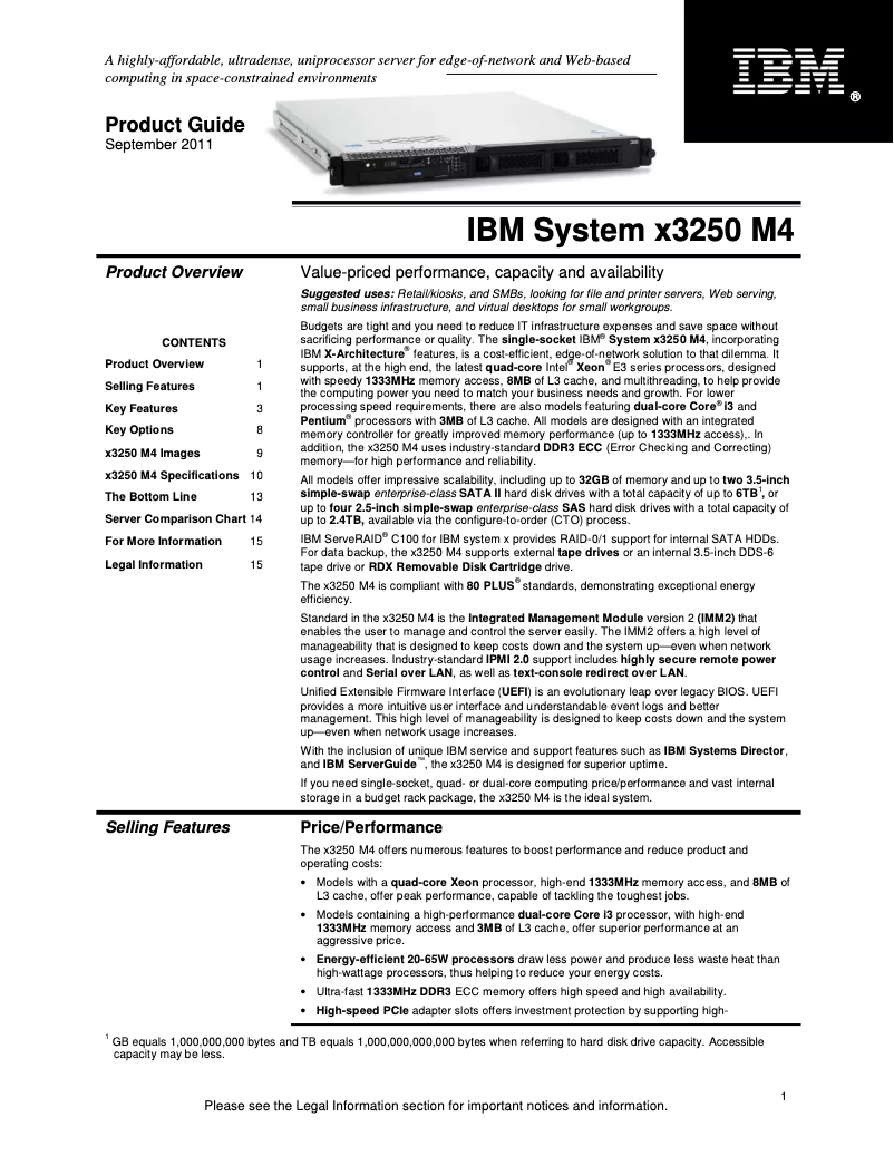 Page 1 de la notice Manuel utilisateur IBM System x 3250 M4