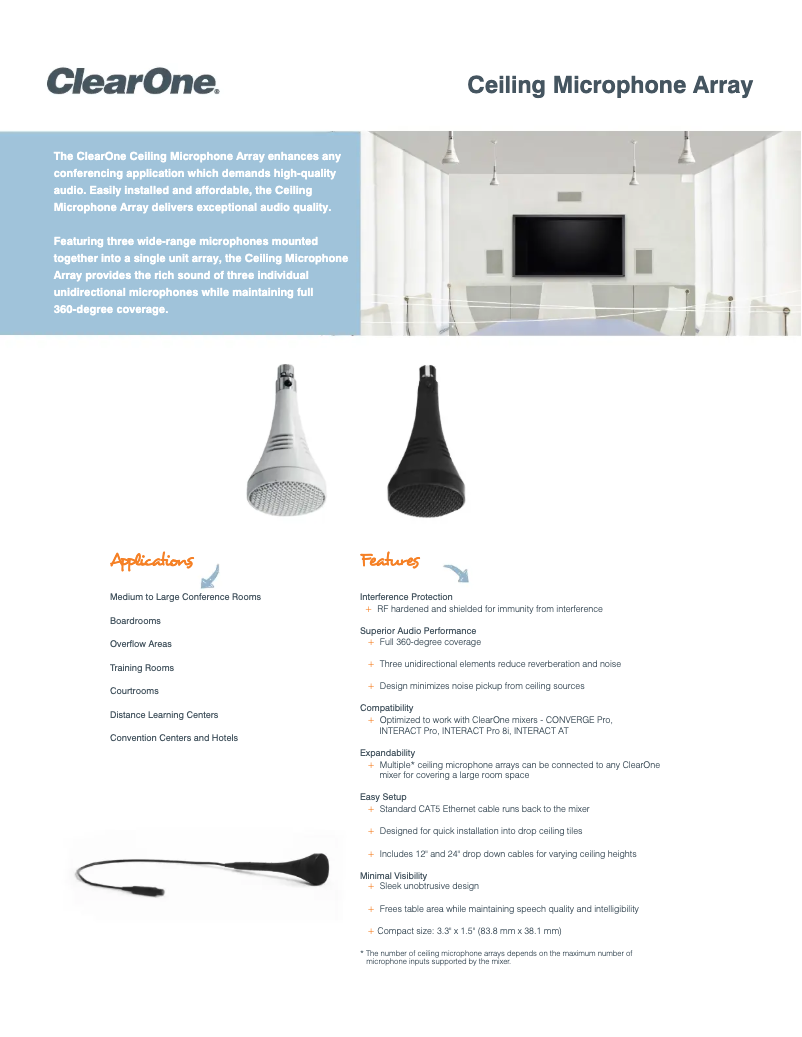 Página 1 del manual Manual de usuario ClearOne Ceiling Microphone Array