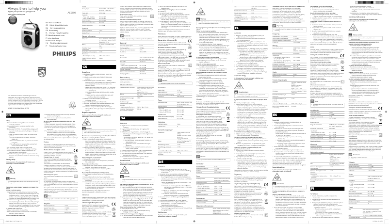 Page n°1 - Manuel utilisateur Philips AE5600W