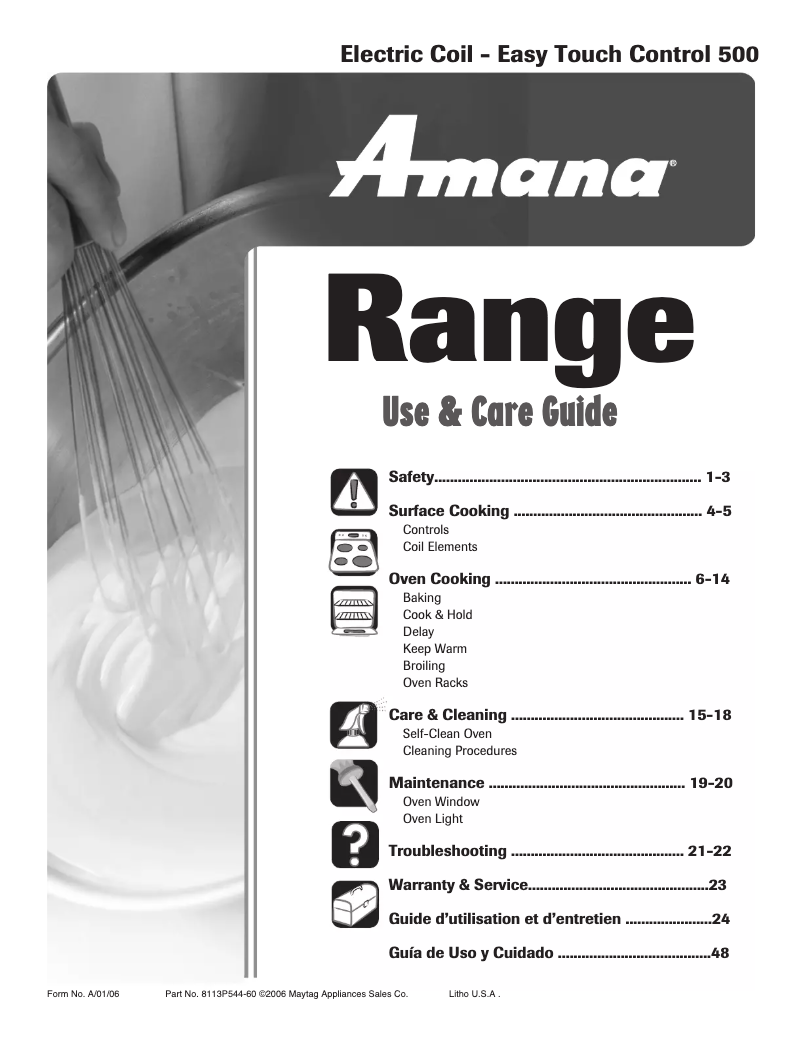 Page n°1 - Manuel utilisateur Amana AER5515QCW17