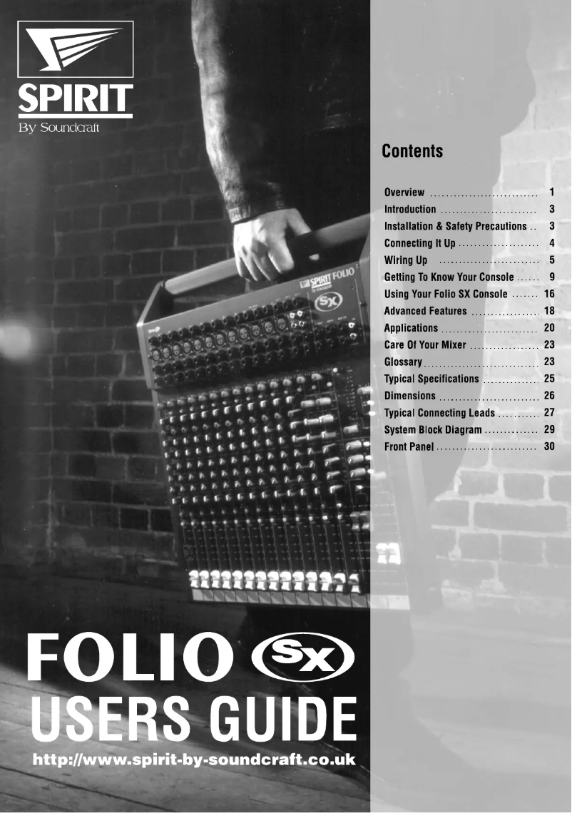 Page 1 de la notice Brochure Soundcraft Spirit Folio SX