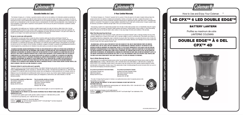 Page 1 de la notice Manuel utilisateur Coleman 2000009457