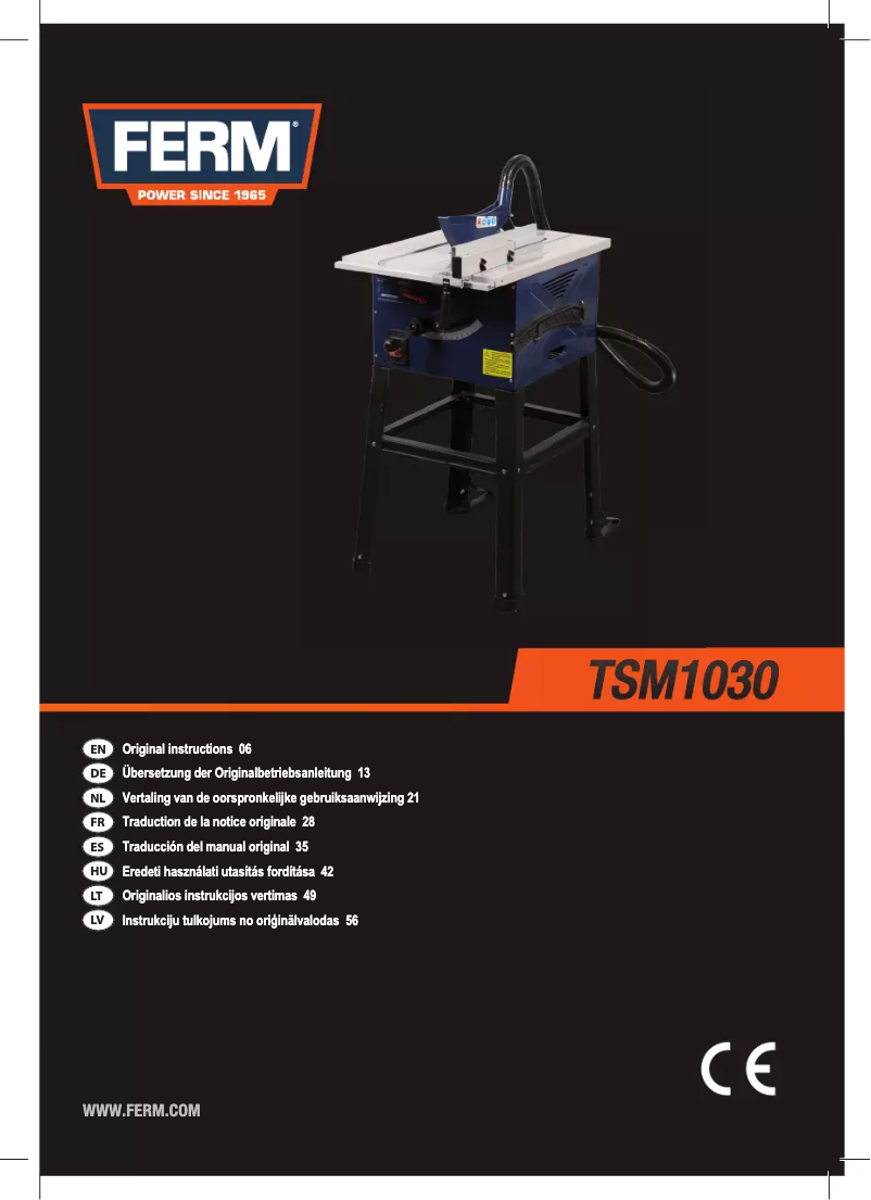 Page 1 de la notice Manuel utilisateur Ferm TSM1030