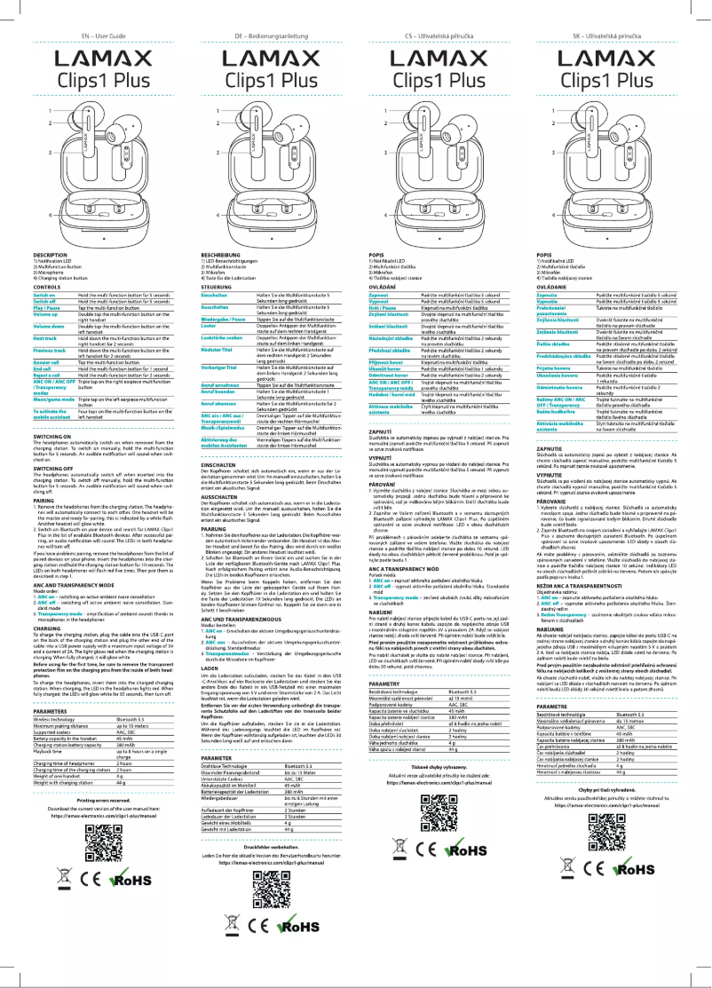 Page 1 de la notice Manuel utilisateur Lamax Clips1 Plus