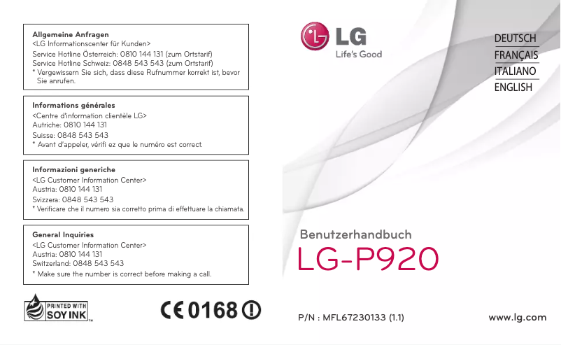 Page n°1 - Manuel utilisateur LG Optimus P920