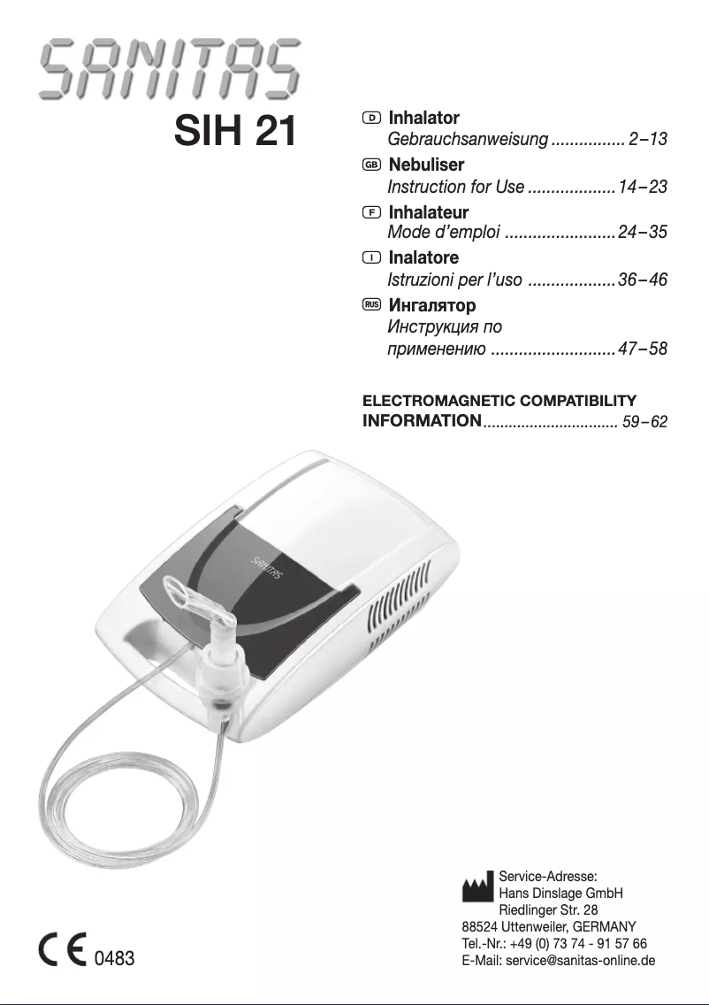 Page 1 de la notice Manuel utilisateur Sanitas SIH 21