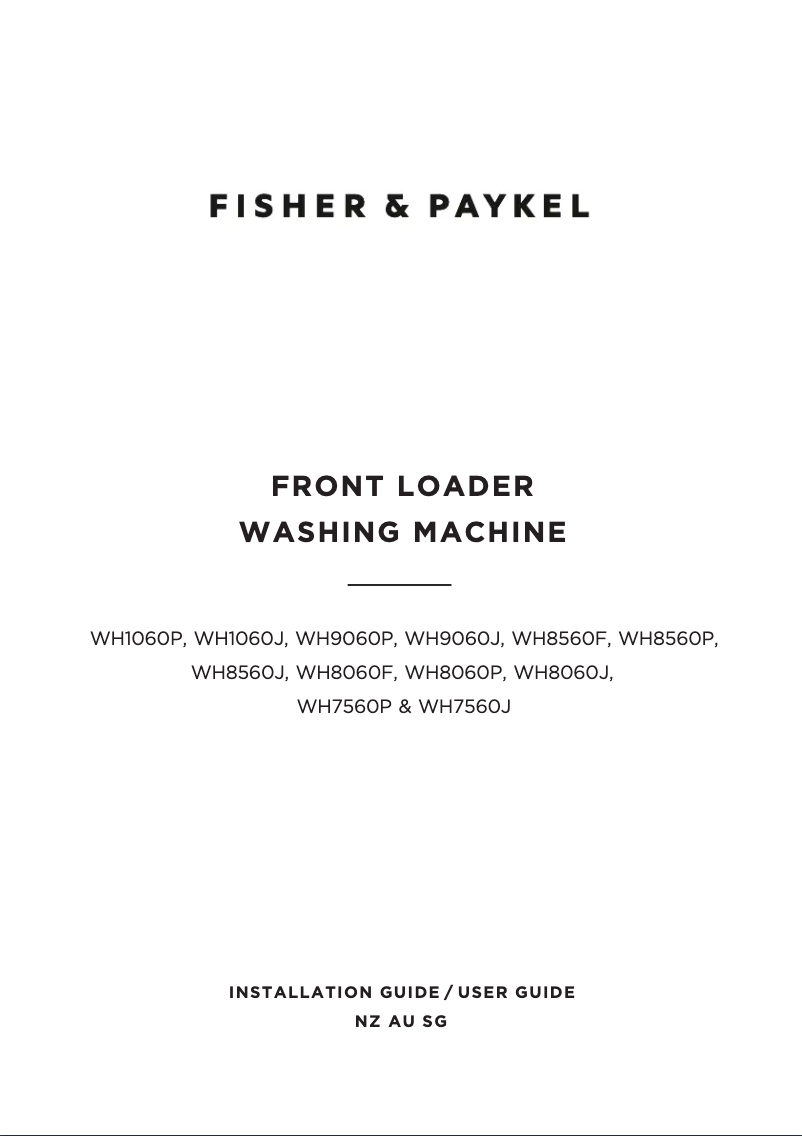Page 1 de la notice Manuel utilisateur Fisher & Paykel WH8060J3