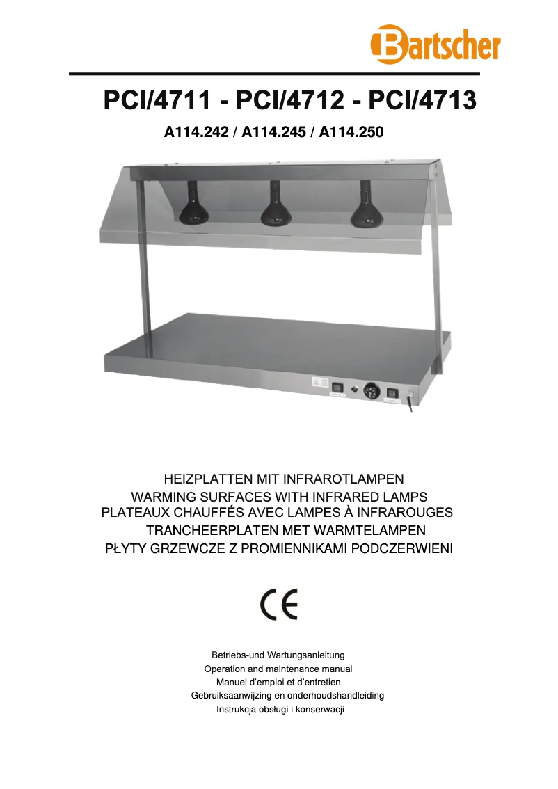 Page 1 de la notice Manuel utilisateur Bartscher TR I3WL1350