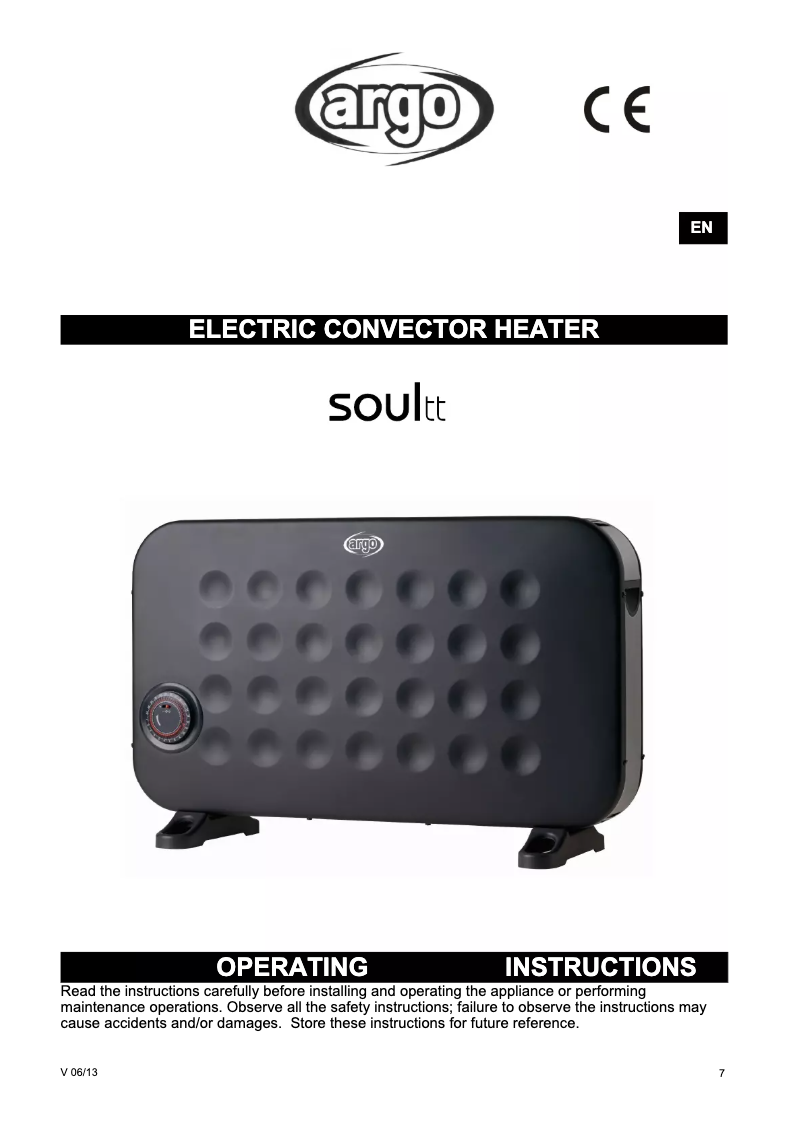 Page 1 de la notice Manuel utilisateur Argoclima Soul & Soul TT