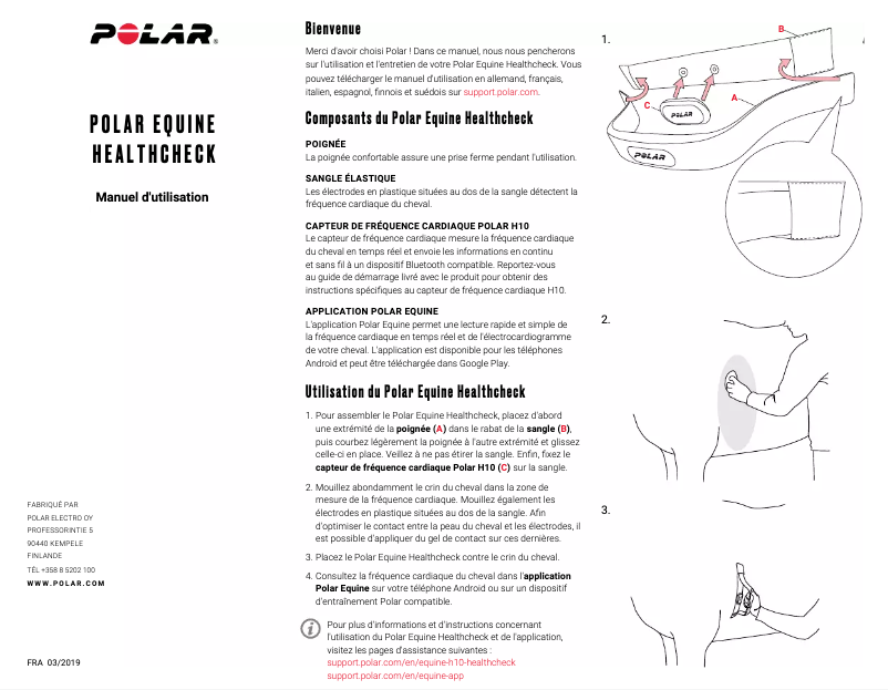 Page n°1 - Manuel utilisateur Polar Equine Healthcheck