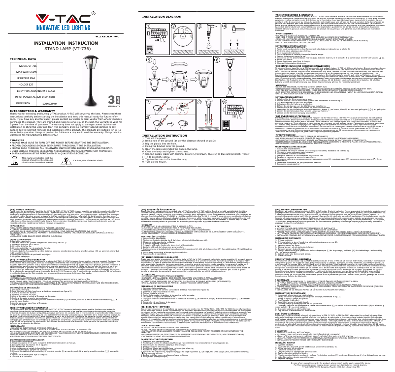 Page 1 de la notice Manuel utilisateur V-TAC VT-736
